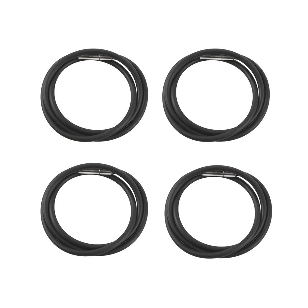 4Pcs 3Mm Cord In Rubber Necklace With Clasp In Steel Stainless - 16 Inch Black 6032010396181