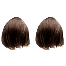 2X Perucas Curtas Retas de Cabelo Humano Virgem Brasileira Perucas Completas (40 cm) Cor Marrom