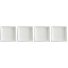 4Pcs Ceramic Snack Storage Plates White Square Design for Kitchen Use
