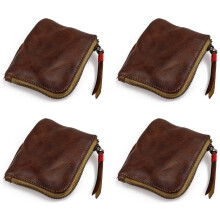 4X Leather Coin Purse,for Women&Men Vintage Handmade Wallet, Card Holder Bag,Zipper Purses