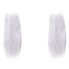 2X Anime Lang Glattes Haar Perücke Cosplay Langes Glattes Kostüm, Weiß