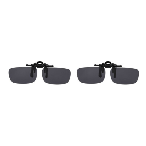 2X Polarized Rimless Rectangle Gray Lens Flip  Clip  Sunglasses Eyeglass
