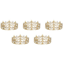 5X Royal King Crown for Men - Metal Prince Crowns And Tiaras, Full Round Birthday Party Hats,Medieval Accessories (Gold)
