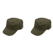 2X Stylish Plain Military Army Cap Castro Cadet Patrol Cap Hat Adjustable(Army Green)