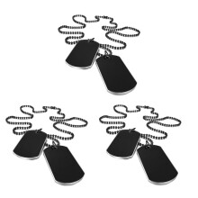 6 PCS Alloy Anhänger Halskette Anhänger Black Army Style Name Doppel Hundemarke Platte Biker Kette Halskette 27 Zoll Mann