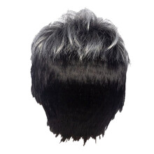 2X Men Short Straight Wig Ombre Grey Black Synthetic Wig for Male Hair Fleeciness Realistic Natural Toupee Wigs