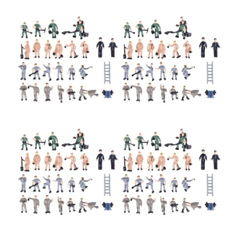 100Pcs 1:87 Figurine Dipinte Figure Miniature di Ferrovieri con Benna E Scaletta
