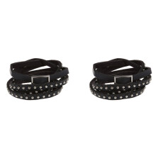 2X Unisex Punk Rock A Piu' Strati di Rivet Vite Prigioniera del Braccialetto del Polsino 'Involucro Nero