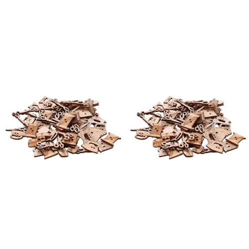 200Pcs Sewing Machine Scissors Shaped Wooden Buttons Sewing Button for Children Clothes Decorative Button Scrapbooking