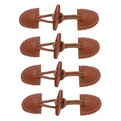 4Pcs Coat Toggle Buttons Accessories Simple Garment Buttons PU Leather Practical Brown 1