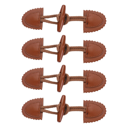 4Pcs Coat Toggle Buttons Accessories Simple Garment Buttons PU Leather Practical Brown 2
