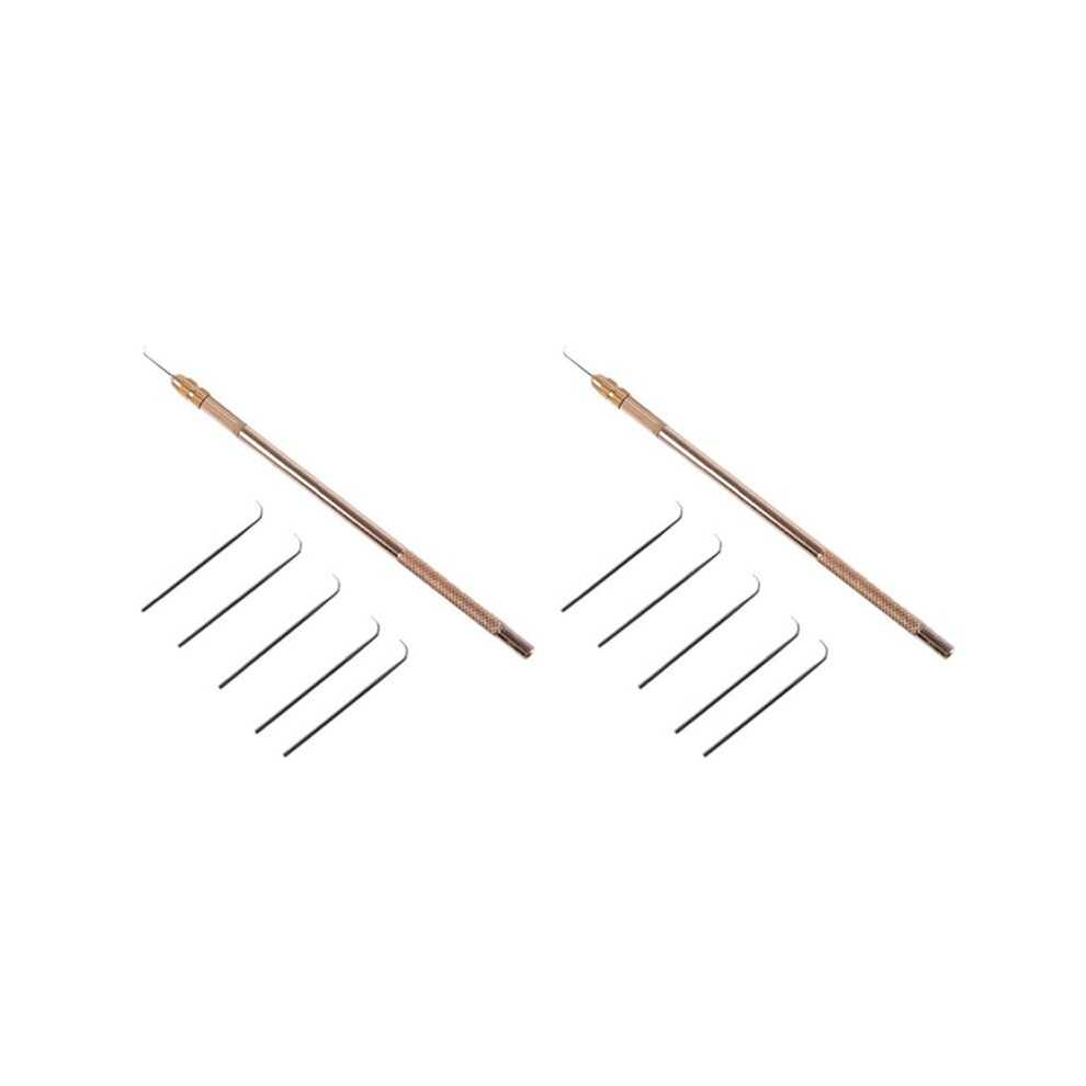 Unisex Wig Crochet 10Pcs Ventilating Needles +1 Brass Holder For Lace Wig Needle Hairpiece Knotting Hook Sets Beaded Hook