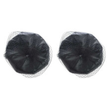 2X Fascinating Black Hat Chic Leather French Beret with Mesh Show Double Layer Women Beret Beanies Cap