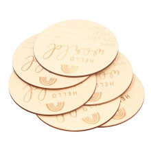 6PCS Carte di Ricordo per Bambini in Legno 118x118mm con Manifesto Hello World