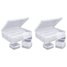 2X Bead Organizer Box, A Large Transparent Box with 60PCS Small Clear Plastic Storage Containers,Portable Box