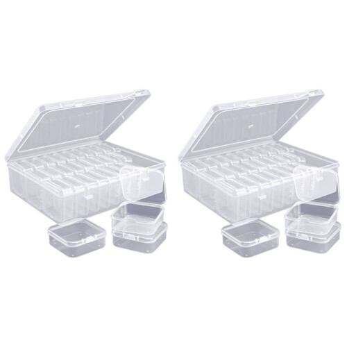 2X Bead Organizer Box, A Large Transparent Box with 60PCS Small Clear Plastic Storage Containers,Portable  Box