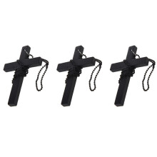 3X Metall Wulstige Kette Holz Kreuz Anhaenger Halskette Schwarz