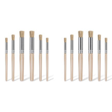 12Pcs Wooden Stencil Brushes for Painting  Wood, Natural Bristle Stencil Brush Art Brushes for Acrylic Paint,(3 Sizes)