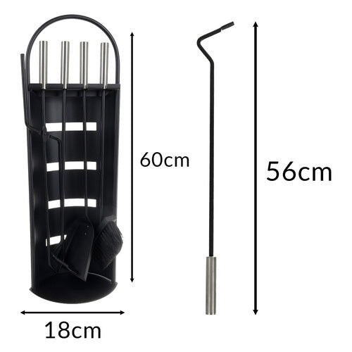 Kaminbesteck-Set, Stahl, 5-in-1 mit Ständer 2