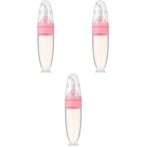 3Pièces Cuillères Silicone Rose Pour Alimentation Bébé Facile 2