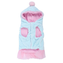 Cappotto invernale caldo per piccoli animali domestici, grazioso cappuccio con vestito in pizzo e design con cappuccio, abbigliamento in peluche