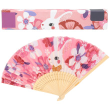 Bruiloft verkoelende decoratie, opvouwbare ventilatoren voor de zomer met cartoon dierenprint, lichtgewicht handventilator van bamboe en stof voor