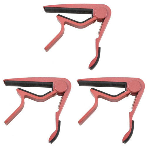 3X Clamp Key Trigger Capo för Akustisk Elektrisk Klassisk Gitarr (Rosa)