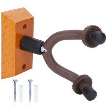 Rotatable Guitar Wall Mount Hook Holder with Adjustable Stopper Featuring Hardwood Base and Soft Padded Sleeve Suitable for All String Instruments