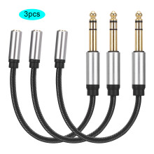 Adaptador divisor de áudio estéreo, blindagem EMI/RFI, cabo de nível profissional com revestimento externo em nylon trançado, conectores banhados