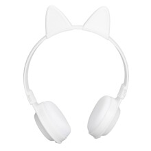 Over-Ear Cat Ear Headphones for Kids, Mute Button High Compatibility Wireless Bluetooth Audio with LED Colored Lights, Soft Padded Cushions