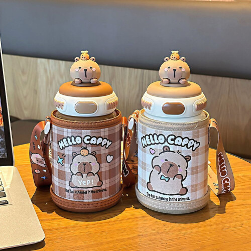 Μπουκάλι νερού Capybara από ανοξείδωτο ατσάλι με μόνωση, θερμομονωτικό κύπελλο 2
