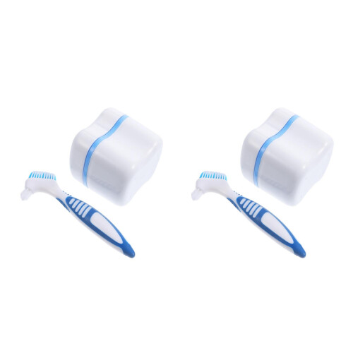 2Pcs Environmentally Friendly Double Sided Denture Brush with Storage 2