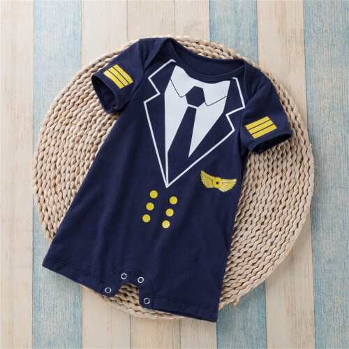 Body bébé garçon à manches courtes, imprimé avion mignon, style décontracté 1