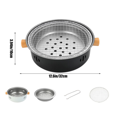 Φορητή σιδερένια ψησταριά BBQ με κάρβουνα 32x32x10cm με 4 αεραγωγούς και αφαιρούμενη 2