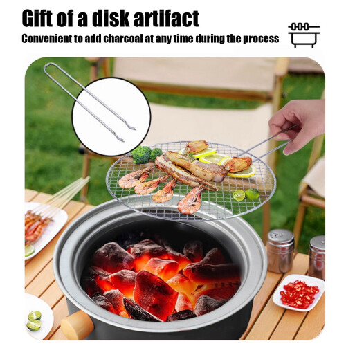 Portable smokeless charcoal grill round tabletop 1 unit 2