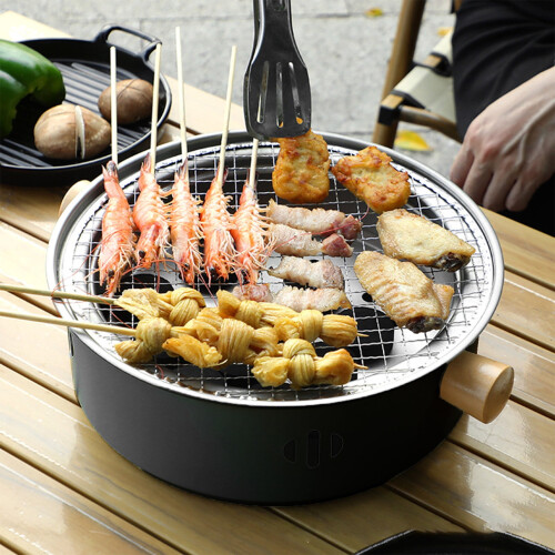 Portable smokeless charcoal grill round tabletop 1 unit 1