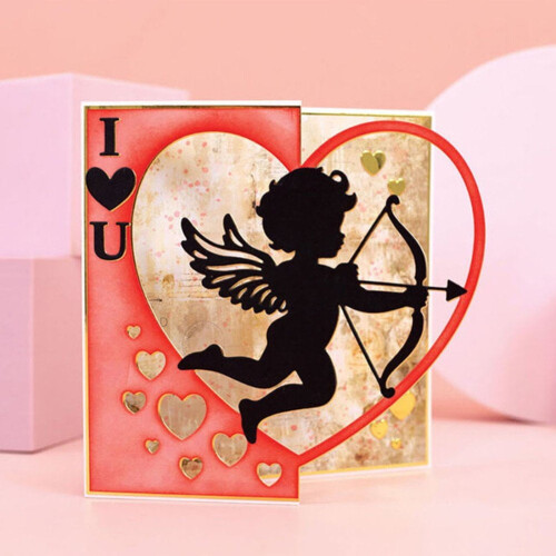 Μεταλλικά τεμάχια με βέλος Cupid, ανάγλυφα στένσιλ, πρότυπο για χειροτεχνίες, 2