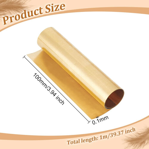 Ρολό από αλουμινόχαρτο ορείχαλκου 1000x100x0.02mm, ταινία από καθαρό ορείχαλκο για DIY, 1
