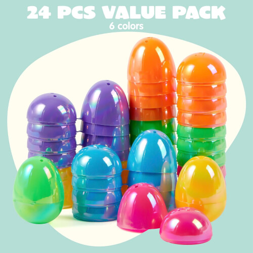 Pacote com 24 ovos de Páscoa de plástico de 2,3 polegadas em cores vibrantes. 1