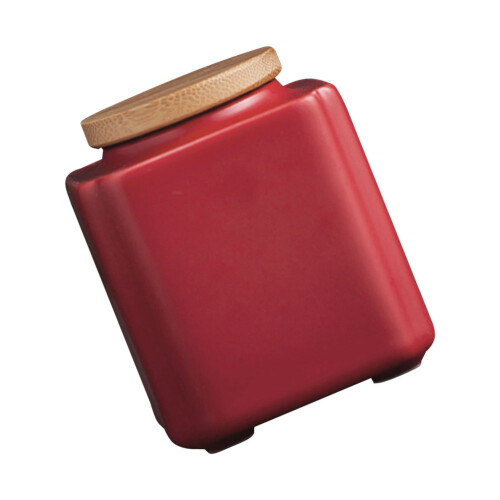 2Pcs Red Ceramic Tea Storage Container with Seal Lid for Loose Tea 2