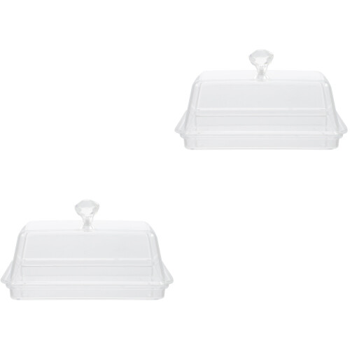 2Pcs Clear Butter Crisper Storage Container with Lid for Tableware Use 2