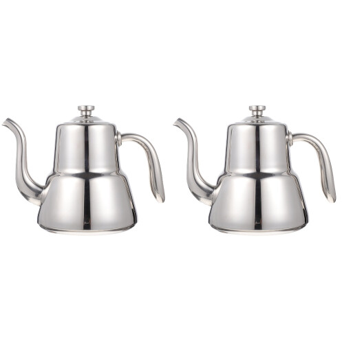 2Pcs Heat-Resistant Silver Strainer Kettle with Filter for Tea Brewing 1