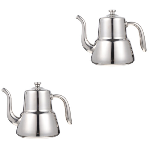 2Pcs Heat-Resistant Silver Strainer Kettle with Filter for Tea Brewing 2
