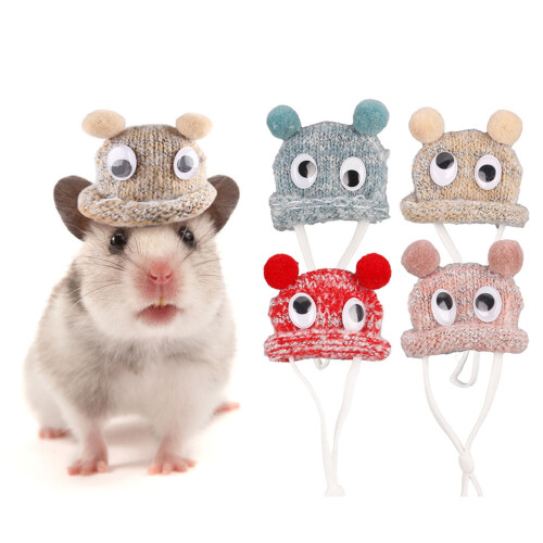 Knit Hamster Hat Guinea Pigs Hat with Adjustable Strap Lightweight Soft Comfortable Knitted Tiny Hat for Hamster 1