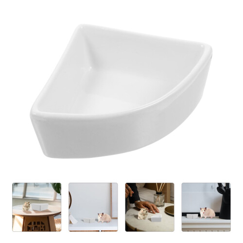 Mersess Hamster Triangular Ceramic Small Dishes for Rabbit and Water Bowl for Mouse Guinea White 1