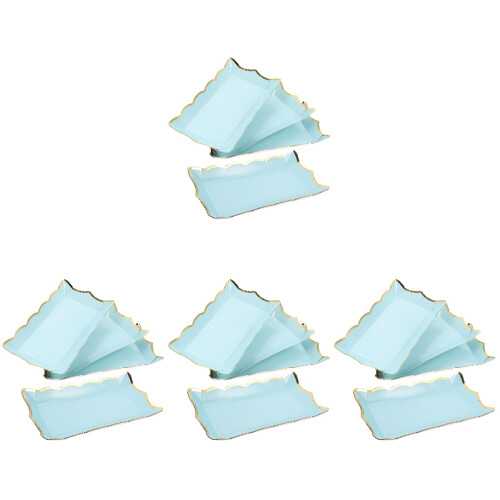 16Pièces Plateaux Buffet Jetables En Papier Bleu Pour Réceptions