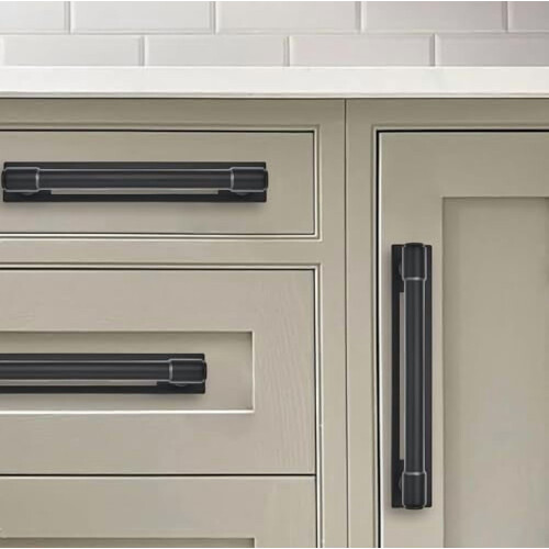 Cabinet Pulls Black with Backplate 3 inch 5-Pack 2