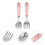 2Sets Durable Pink Baby Spoon Fork Set Stainless Steel Child Tableware 8