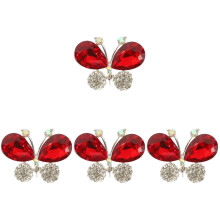 4Pcs Red Rhinestone Alloy Applique Patches for DIY Shoes and Garments