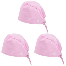 3Pièces Casquettes Rose Boutons Chef Hat Scrub Cap Pour